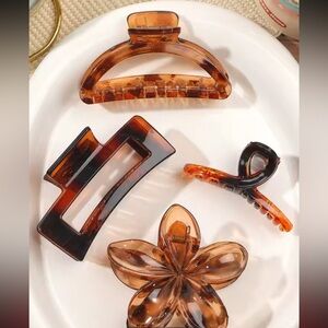 4pcs Hair Clip Set - Tortoiseshell